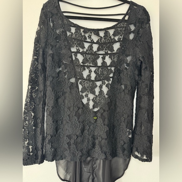 Rehab Black Lace Cut Out Blouse - Picture 5 of 17